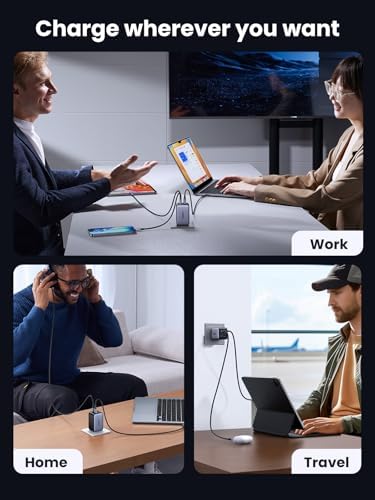 UGREEN Nexode 65W GaN Cargador de Pared USB C, Cargador de 4 Puertos Tipo-C Rápido Compatible con MacBook Pro/Air, iPhone Serie 17/16/15, Galaxy S25/S24, Pixel 10/9, iPad Pro, Steam Deck