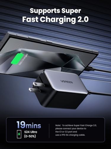 UGREEN Nexode 65W GaN Cargador de Pared USB C, Cargador de 4 Puertos Tipo-C Rápido Compatible con MacBook Pro/Air, iPhone Serie 17/16/15, Galaxy S25/S24, Pixel 10/9, iPad Pro, Steam Deck