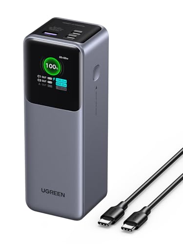 UGREEN Nexode Power Bank 25000mAh 200W Laptop Portable Charger PD 3 1 Fast Charging 90Wh 3 Port Battery Pack with TFT Smart Display for MacBook Pro/Air/ipad/iPhone 16/Samsung S24/Dell/HP and More