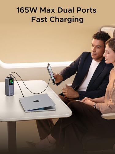 UGREEN Nexode Power Bank 20000mAh 165W with Built in USB C Cable Laptop Travel Portable Charger 100W Input Fast Charging for MacBook Pro/Air/iPhone 16/iPad Pro/Galaxy S25 Ultra/Dell/HP and More