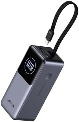 UGREEN Nexode Power Bank 20000mAh 130W with Built in USB C Cable Laptop Travel Portable Charger  80W Input  Fast Charging for MacBook Pro/Air/iPhone 17/16/iPad Pro/Galaxy S25 Ultra/Dell/HP and More