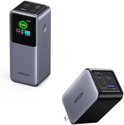 UGREEN Nexode Power Bank 20000mAh Bundle with 65W USB C Charger Block 4 Port Compatible with MacBook Pro/Air  iPhone 16/15/14  iPad Pro  Galaxy S24/S23  Pixel 8  Steam Deck