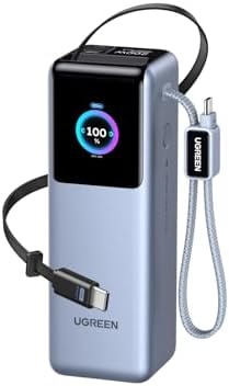 UGREEN Nexode Pro Power Bank 25000mAh 200W Laptop Portable Charger  Built in Retractable Cables  TFT Smart Display  PD 3 1 Fast Charging for MacBook Pro/Air/iPhone 17/16/Samsung S26/Dell/HP and More