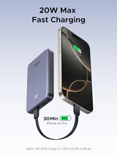 UGREEN Power Bank 10 000mAh 22 5W  Compact Portable Charger USB C PD3 0 Travel Fast Charging Battery Pack with Digital Display for iPhone 17/16/15/14/13/12 Pro Max  Galaxy S25/S24 Ultra