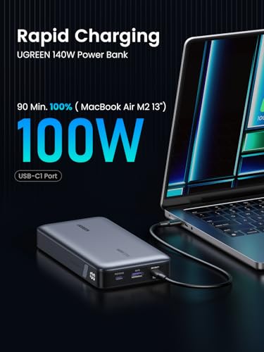 UGREEN Power Bank 25 000mAh 145W Laptop Portable Charger  Nexode 3 Port USB C PD Battery Pack  for MacBook Pro/Air  Dell XPS  iPhone 16/15/14  Galaxy S24  Steam Deck  iPad  and More
