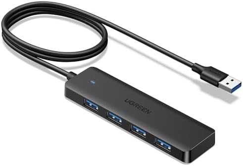 UGREEN USB 3 0 Hub  4 Ports USB A Splitter Ultra Slim USB Expander for Mouse  Keyboard  Flash Drive  U Disk  Printer Compatible with Laptop  Desktop PC  Xbox  PS5  and More  3 3ft