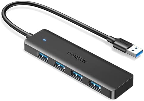 UGREEN USB 3 0 Hub  4 Ports USB A Splitter Ultra Slim USB Expander for Mouse  Keyboard  Flash Drive  U Disk  Printer Compatible with Laptop  Desktop PC  Xbox  PS5  and More  3 3ft