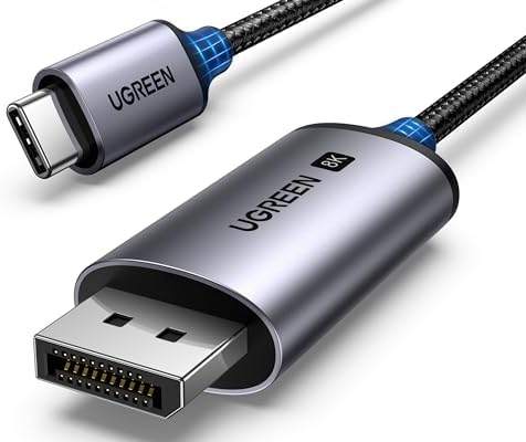 UGREEN USB C to DisplayPort 1 4 Cable 8K 60Hz 4K 240Hz Unidirectional Thunderbolt 4/3 to DisplayPort Cord USB C to DP 32 4Gbps Compatible iPhone 17  MacBook Pro/Air  iPad  Mac Mini  Galaxy  XPS  6 6FT