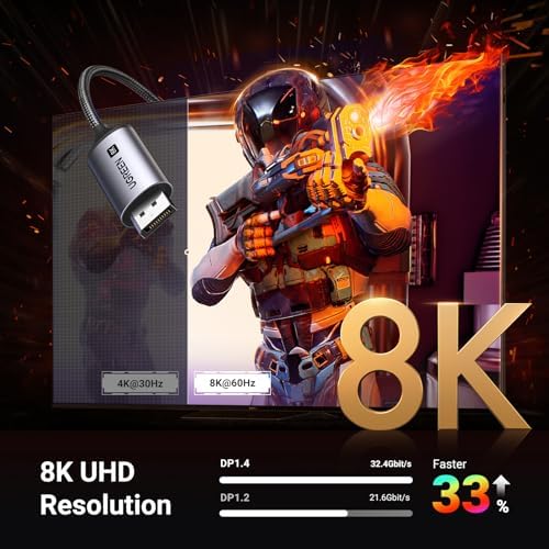 UGREEN USB C to DisplayPort 1 4 Cable 8K 60Hz 4K 240Hz Unidirectional Thunderbolt 4/3 to DisplayPort Cord USB C to DP 32 4Gbps Compatible iPhone 17  MacBook Pro/Air  iPad  Mac Mini  Galaxy  XPS  6 6FT