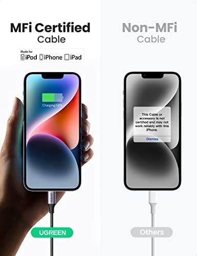 UGREEN USB C to Lightning Cable 3FT   MFi Certification Lightning Cable Compatible with iPhone 14/14 Pro/14 Pro Max  iPhone 13/12/11/X/XR/XS/8 Series  iPad 9  AirPods Pro  and More