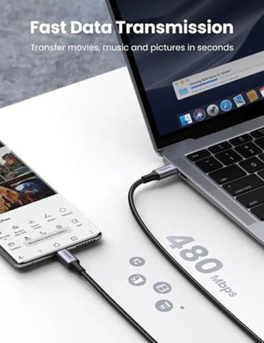 UGREEN Cable USB C a USB C, cable de carga de 100 W para iPhone 17/16/15, MacBook Pro, iPad Pro, Dell XPS, Samsung Galaxy S25/S24/S23 Ultra, Switch, Pixel, 6.6 pies, negro