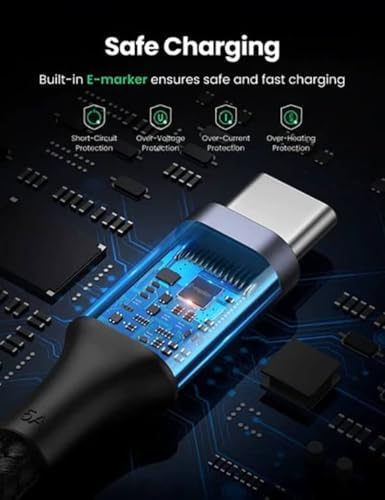 UGREEN Cable USB C a USB C, cable de carga de 100 W para iPhone 17/16/15, MacBook Pro, iPad Pro, Dell XPS, Samsung Galaxy S25/S24/S23 Ultra, Switch, Pixel, 6.6 pies, negro