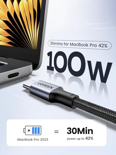 UGREEN USB C to USB C Cable  100W 2 Pack USB C Charger Cable for iPhone 17/17 Air/17 Pro/17 Pro Max/16  MacBook Pro  iPad Pro  Dell XPS  Samsung Galaxy S25/S24/S23 Ultra  Switch  Pixel  6 6FT Black