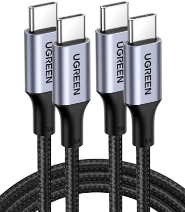 UGREEN Cable USB C a USB C, paquete de 2 cables de carga USB C de 100 W para iPhone 17/17 Air/17 Pro/17 Pro Max/16, MacBook Pro, iPad Pro, Dell XPS, Samsung Galaxy S25/S24/S23 Ultra, Switch, Pixel