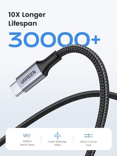 UGREEN Cable USB C a USB C, paquete de 2 cables de carga USB C de 100 W para iPhone 17/17 Air/17 Pro/17 Pro Max/16, MacBook Pro, iPad Pro, Dell XPS, Samsung Galaxy S25/S24/S23 Ultra, Switch, Pixel