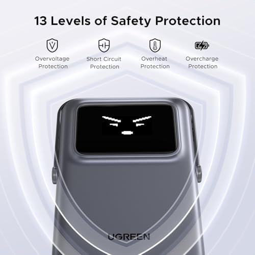 UGREEN Uno 10000mAh Magnetic Portable Charger  Qi 7 5W Wireless Power Bank  PD 20W USB C Battery Pack with Foldable Stand and TFT Display MagSafe Compatible iPhone 17/16 /15/14/13/12 Series  Black