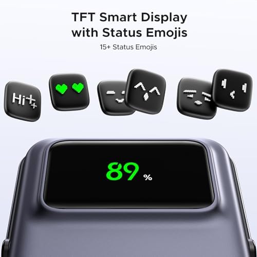 UGREEN Uno 10000mAh Magnetic Portable Charger  Qi 7 5W Wireless Power Bank  PD 20W USB C Battery Pack with Foldable Stand and TFT Display MagSafe Compatible iPhone 17/16 /15/14/13/12 Series  Black