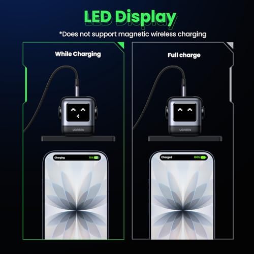UGREEN Uno 30W USB C Charger Block  Compact Robot GaN Fast Charger for iPhone 17  Gifts for Women Men  Compatible with iPhone 17/16/15  Galaxy S25/S24/S23  Pixel 10/9/8  iPad  MavBook Neo/Air  Black