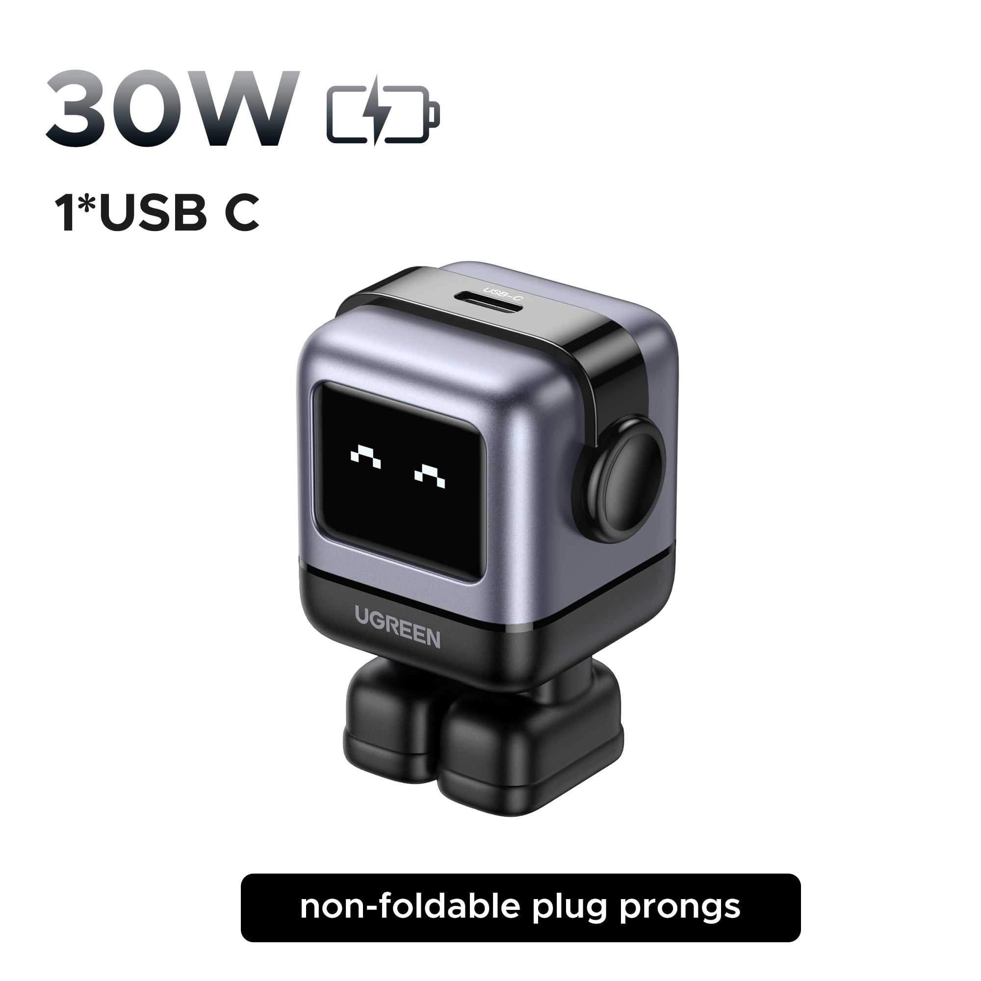UGREEN Uno 30W USB C Charger  Fast GaN Charger Compatible for iPhone  Compatible for Galaxy  Compatible for Pixel  Compatible for iPad  Black