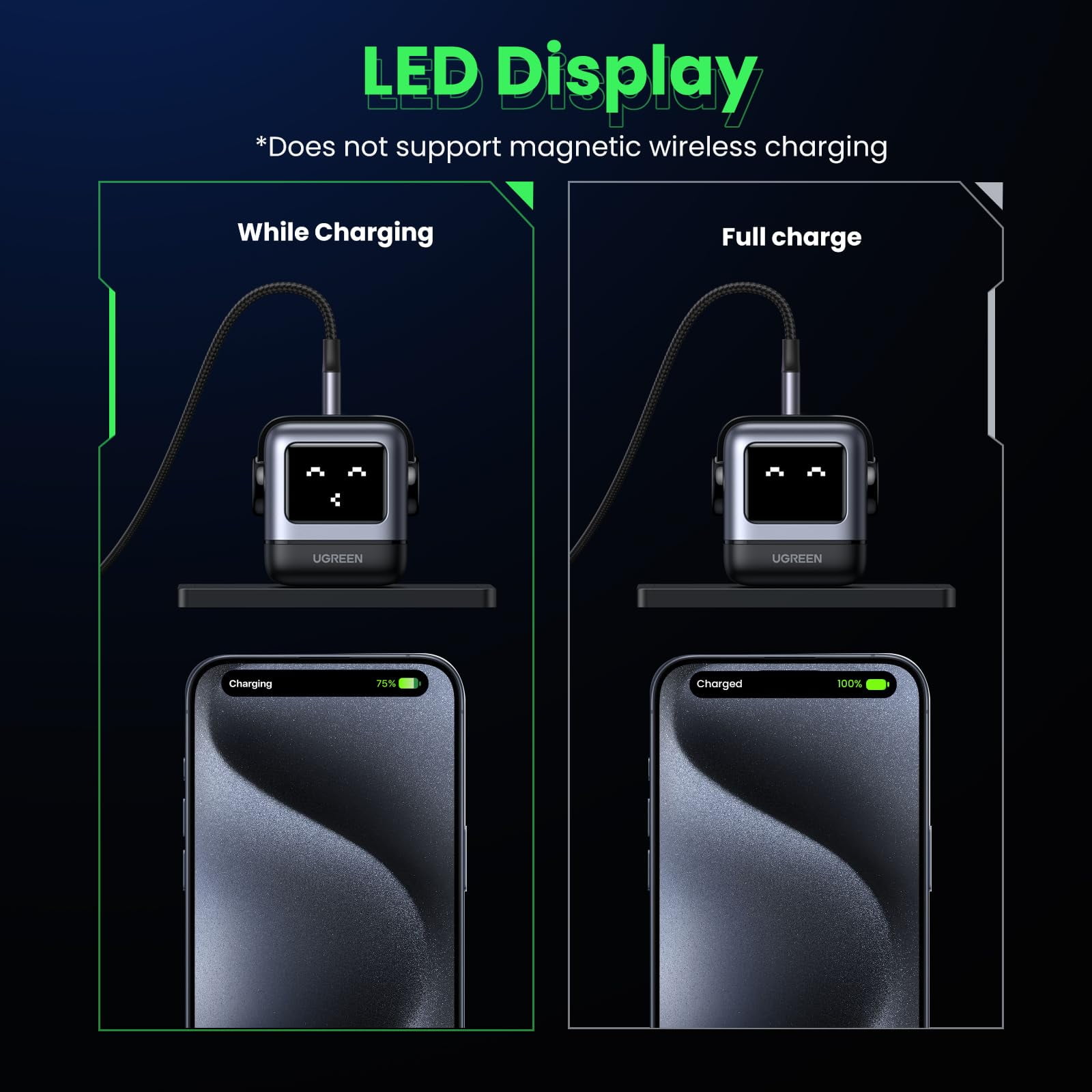 UGREEN Uno 30W USB C Charger  Fast GaN Charger Compatible for iPhone  Compatible for Galaxy  Compatible for Pixel  Compatible for iPad  Black