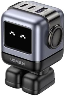UGREEN Uno 65W USB C Charger Block  Nexode 3 Port GaN Fast Charger with Screen  Fun Robot Gifts for Men Women  Compatible with iPhone 17  MacBook Pro/Air  XPS  Galaxy S25  Steam Deck  ROG Ally  Black