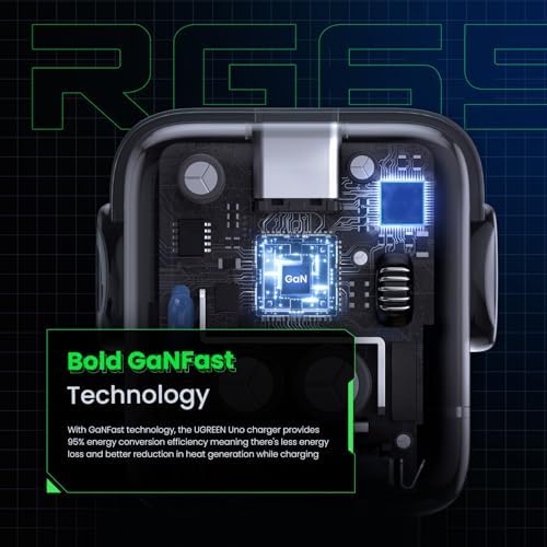 UGREEN Uno 65W USB C Charger Block  Nexode 3 Port GaN Fast Charger with Screen  Fun Robot Gifts for Men Women  Compatible with iPhone 17  MacBook Pro/Air/Neo  XPS  Galaxy S26  Steam Deck  Black