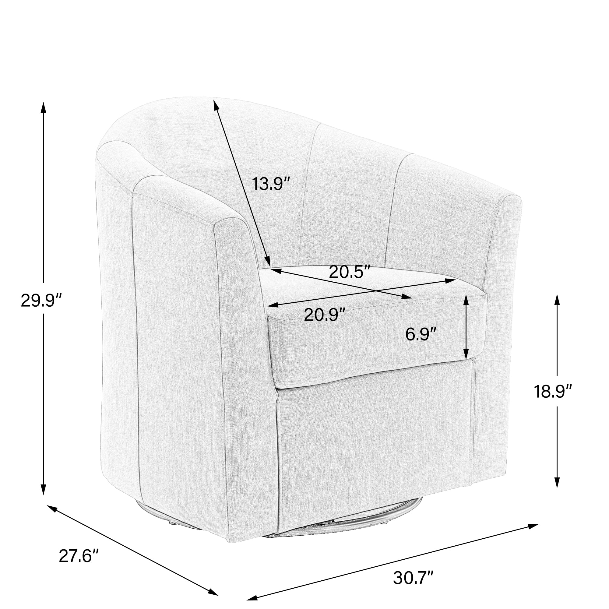UIXE 360  Swivel Barrel Chair  Swivel Curved Accent Chair Art Deco Style Round Club ArmChair with Upholstered Brown Boucle Seating
