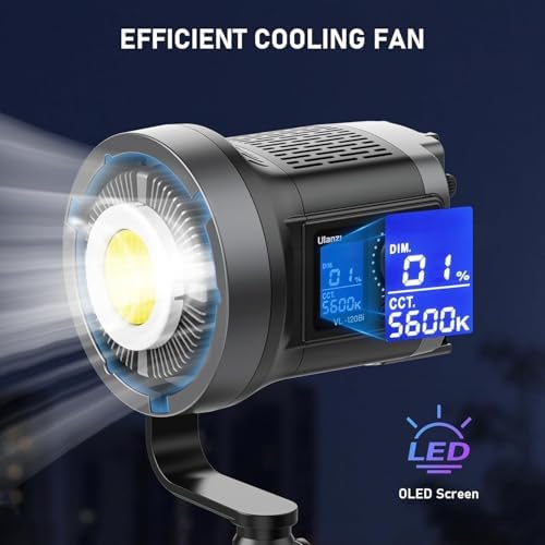 ULANZI RGB Video Light   120W COB LED Video Light Photography Continuous Output Lighting with Adapter and APP Control  2700K 6500K 27000lux/m 20 Scenes Bowens Mount for Studio Video Recording  Filming
