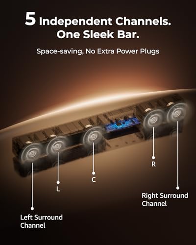 ULTIMEA 5 1CH Surround Sound Bar with Subwoofer  Dolby Atmos  VoiceMX  BassMX  APP  300W Soundbar for Smart TV  Home Theater Surround Sound System for TV  BT 5 4  Poseidon M60  2025 Model 