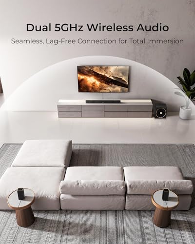 ULTIMEA Skywave X50 5 1 4ch Wireless Surround Sound System for TV  760W Professional Sound Bar w/Dolby Atmos  2 Wireless Surround Speakers & 8 Subwoofer  GaN Amplifier  4K HDR Pass Through  HDMI eARC