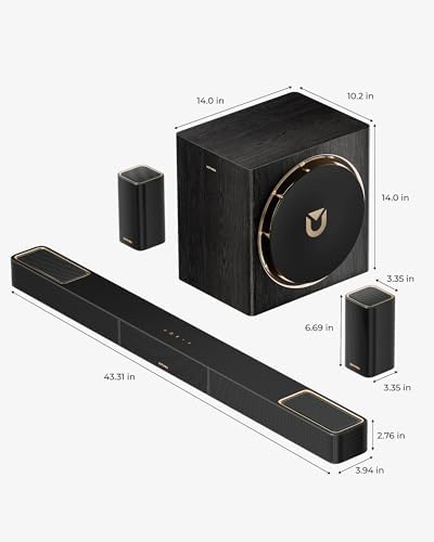 ULTIMEA Skywave X50 5 1 4ch Wireless Surround Sound System for TV  760W Professional Sound Bar w/Dolby Atmos  2 Wireless Surround Speakers & 8 Subwoofer  GaN Amplifier  4K HDR Pass Through  HDMI eARC
