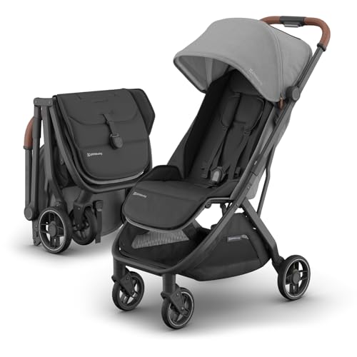 UPPAbaby Minu V3 Travel Stroller   Lightweight   Compact Design   One Hand Fold   Unfold   from Birth   Overhead Compatible   Greyson  Charcoal Mélange/Carbon Frame/Saddle Leather 