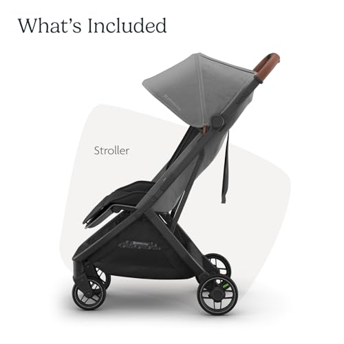 UPPAbaby Minu V3 Travel Stroller   Lightweight   Compact Design   One Hand Fold   Unfold   from Birth   Overhead Compatible   Greyson  Charcoal Mélange/Carbon Frame/Saddle Leather 