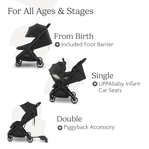 UPPAbaby Minu V3 Travel Stroller   Lightweight   Compact Design   One Hand Fold   Unfold   from Birth   Overhead Compatible   Greyson  Charcoal Mélange/Carbon Frame/Saddle Leather 