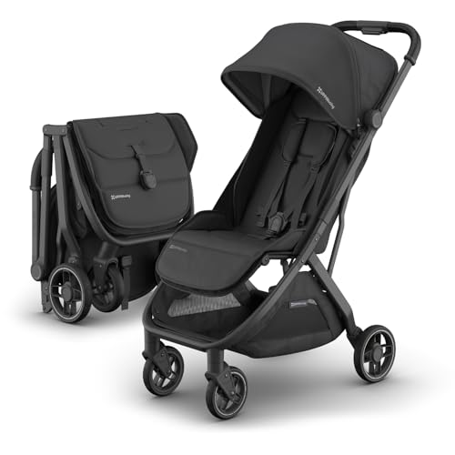 UPPAbaby Minu V3 Travel Stroller   Lightweight   Compact Design   One Hand Fold   Unfold   from Birth   Overhead Compatible   Greyson  Charcoal Mélange/Carbon Frame/Saddle Leather 