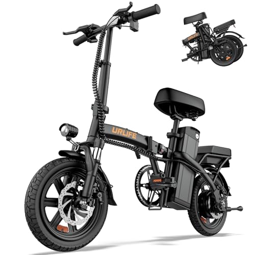 URLIFE Electric Bike for Adults  14 Folding Electric Bike  500W Peak Motor  48V 375Wh Removable Battery  20MPH  40 Miles Long Range  Mini E Bikes for Adults and Teens  UL Certification