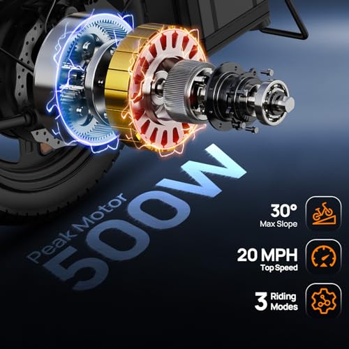 URLIFE Electric Bike for Adults  14 Folding Electric Bike  500W Peak Motor  48V 375Wh Removable Battery  20MPH  40 Miles Long Range  Mini E Bikes for Adults and Teens  UL Certification