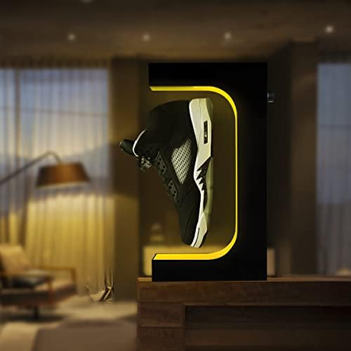 UVEHAS Levitating Shoe Display Stand  Floating Sneaker Stand with Remote 16 Colors LED Light Rotating Magnetic Levitation Shoe Rack for Home Decor Store Advertising Exhibition Shoes Collectors