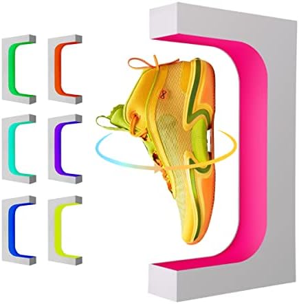 UVEHAS Levitating Shoe Display Stand  Floating Sneaker Stand with Remote 16 Colors LED Light Rotating Magnetic Levitation Shoe Rack for Home Decor Store Advertising Exhibition Shoes Collectors