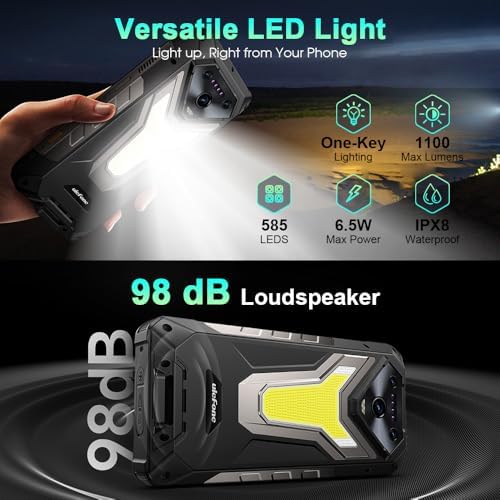 Ulefone Armor 34 PRO Plus 5G AI Smartphone resistente con proyector.25500mAh (66W), 32GB+512GB Andriod 15 teléfono, 6.95 FHD+ pantalla, 64MP+50MP+50MP+50MP, luz LED de 1100 lúmenes, Widevine L1, WiFi