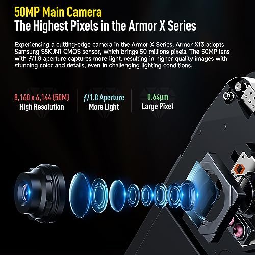 Ulefone Armor X13 12GB 64GB Rugged Smartphone Unlocked  MTK Helio G36 Android 14 Cell Phone  50MP 24MP Night Vision Camera  6 52 HD   6300mAh  Dual SIM 4G Rugged Phone  NFC/OTG/GPS/FM  Orange