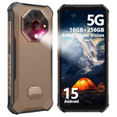 Ulefone Armor X16 Pro 5G - Teléfono inteligente resistente, 16 GB+256 GB MTK Dimensity 6300 Android 15, cámara principal de 64 MP+25 MP, 10360 mAh, pantalla Corning Gorilla de 6.56 pulgadas y 120 Hz