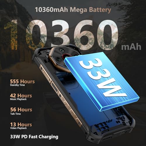 Ulefone Armor X16 Pro 5G - Teléfono inteligente resistente, 16 GB+256 GB MTK Dimensity 6300 Android 15, cámara principal de 64 MP+25 MP, 10360 mAh, pantalla Corning Gorilla de 6.56 pulgadas y 120 Hz