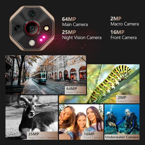 Ulefone Armor X16 Pro 5G - Teléfono inteligente resistente, 16 GB+256 GB MTK Dimensity 6300 Android 15, cámara principal de 64 MP+25 MP, 10360 mAh, pantalla Corning Gorilla de 6.56 pulgadas y 120 Hz