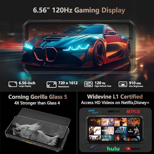 Ulefone Armor X16 Pro 5G - Teléfono inteligente resistente, 16 GB+256 GB MTK Dimensity 6300 Android 15, cámara principal de 64 MP+25 MP, 10360 mAh, pantalla Corning Gorilla de 6.56 pulgadas y 120 Hz