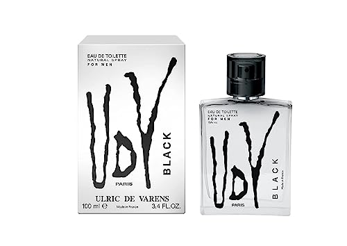 Ulric De Varens BLACK   Eau De Toilette for Men   Modern  Classic  Citrusy Scent   Woody  Adventurous Notes of Bergamot  Green Apple  White Flower  and Musk   Ideal For A Daily Fragrance  3 4 Fl Oz