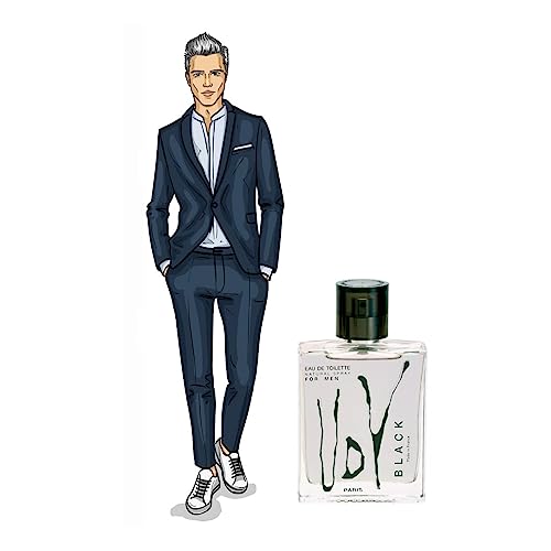 Ulric De Varens BLACK   Eau De Toilette for Men   Modern  Classic  Citrusy Scent   Woody  Adventurous Notes of Bergamot  Green Apple  White Flower  and Musk   Ideal For A Daily Fragrance  3 4 Fl Oz
