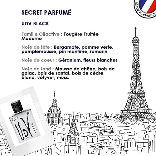 Ulric De Varens BLACK   Eau De Toilette for Men   Modern  Classic  Citrusy Scent   Woody  Adventurous Notes of Bergamot  Green Apple  White Flower  and Musk   Ideal For A Daily Fragrance  3 4 Fl Oz