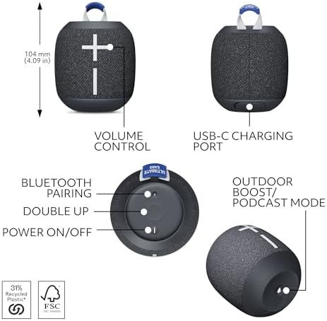 Ultimate Ears UEWONDER4BLK WonderBoom 4 Portable Bluetooth Speaker   Active Black