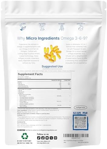 Ultra Omega 3 6 9 3600mg Per Serving  300 Burpless Softgels   Lemon Flavor   Blend of Fish  Flaxseed  Borage Oils   Bioavailable Source  Non GMO  No Gluten  Mercury Free